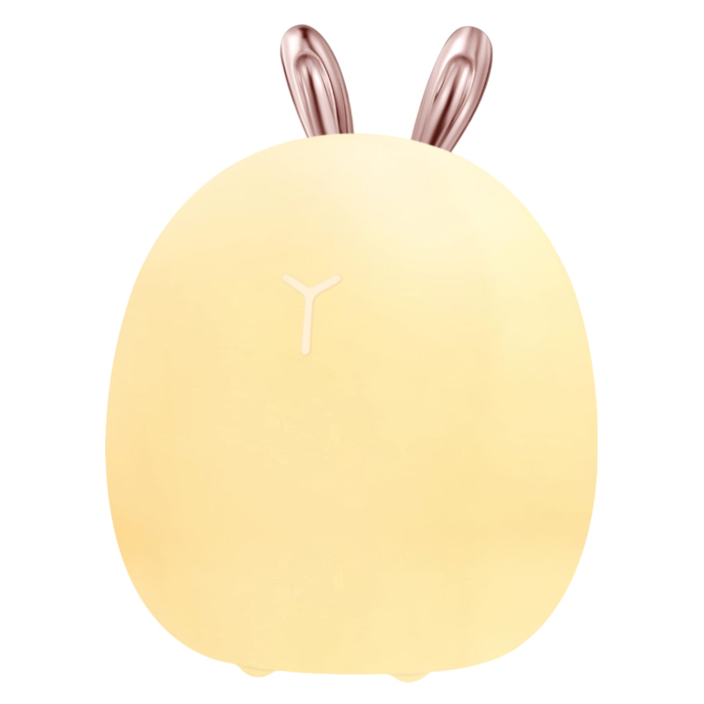Yellow round night light with bunny ears on a white background