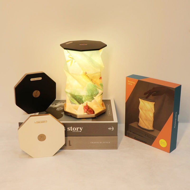 Decorative lamp with packaging on a neutral background