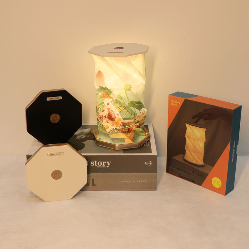 Decorative lamp with packaging on a beige background